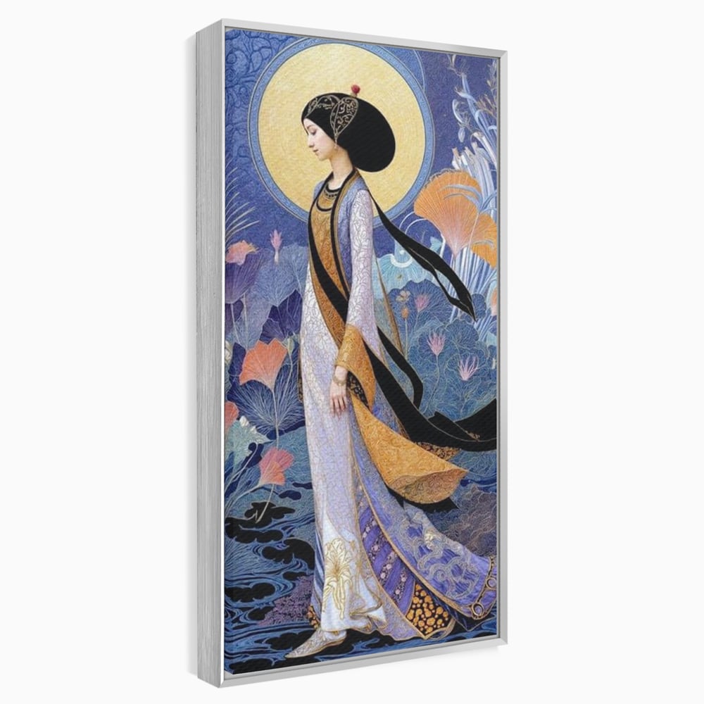 Tablou canvas cu tablou canvas cu regina in stil art nouveau, in rama de aluminiu argintiu